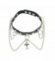 15.7" Punk Gothic Fashion Leather Skull Cross Tassel Pendant Choker Necklace Collar Necklace - CX11VCPQ9IL