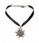 Bavarian Rhinestone Edelweiss Satin Necklace (Black) - Traditional German Dirndl- Lederhose Jewelry - CH11K4K9H9X