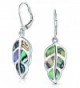 Bling Jewelry .925 Silver Abalone Shell Nature Leaf Drop Leverback Earrings - CC11WROXTXJ