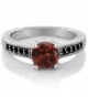 1.67 Ct Round Red Garnet Black Diamond 925 Sterling Silver Engagement Ring (Available in size 5- 6- 7- 8- 9) - CM11NI4L18R