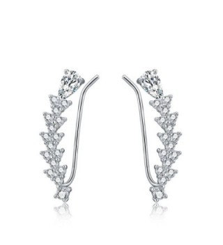 OSIANA Ear Climber Womens CZ Crystal Ear Wrap Cuffs Earrings Sweep Stud Earring Pin - B-Silver - CR183CIK2M3