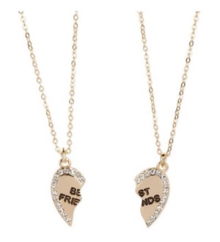 Heart Shaped Best Friends Pendants Crystal Gold Tone 2 Piece Necklace Set - CP11RQMUYDP