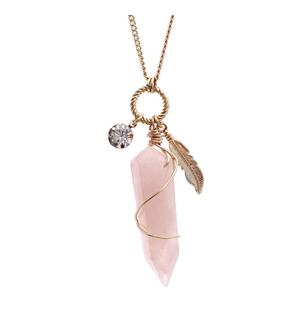 Rosemarie Collections Women's Quartz Stone Pendant Necklace - Rose - CR1884ZQK7D