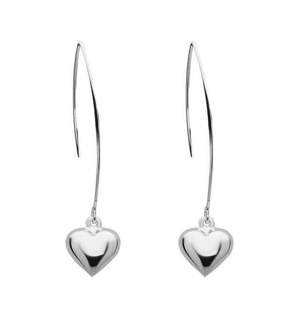 12MM Puffy Silver Heart with Almond Hook 100% Hypoallergenic and Nickel Free - C8188I84SOW