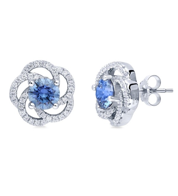 BERRICLE Rhodium Plated Sterling Silver Flower Fashion Stud Earrings Made with Swarovski Zirconia - CC12I8JA6JZ