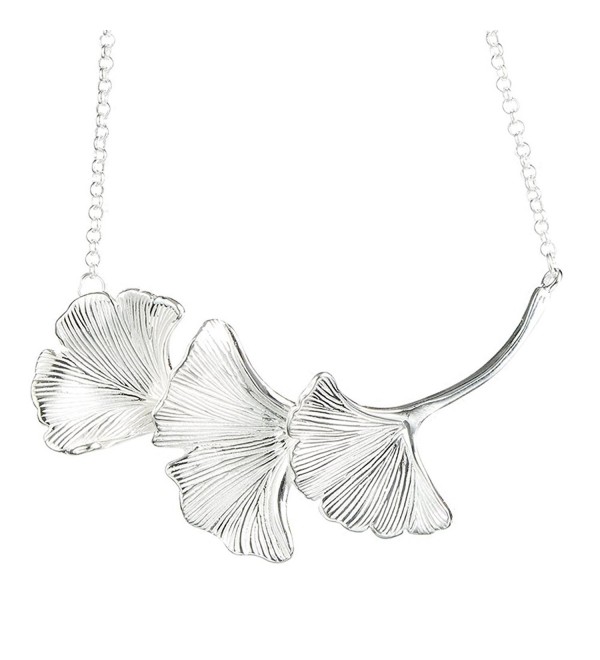 Helen de Lete Lovely Three Ginkgo Leaves Sterling Silver Necklace - C612O02HAGY