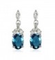 Sterling Silver London Blue Topaz and White Topaz Oval Dangle Earrings - CO17YZ925Q4