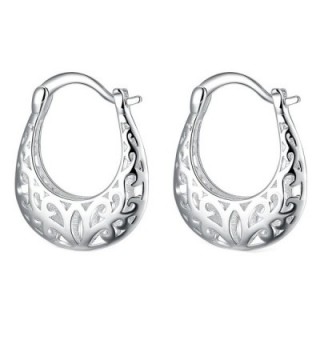 AOVR Fashion Women's Hollow Ear Clip 925 Sterling Silver Plated Hoop Earrings - PCE632 - CX17AZH8GX6