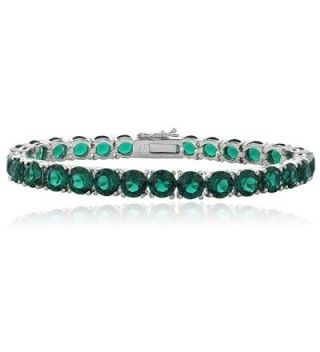 Bria Lou Silver Flashed Tennis Bracelet Made with Swarovski Crystals- 7.2 Inches (all colors) - Green - CP124I4EZJR