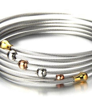 Elastic Adjustable Bracelet Multi lap Two tone