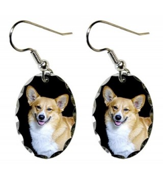 Canine Designs Pembroke Welsh Corgi Scalloped Edge Oval Earrings - CU11752151V