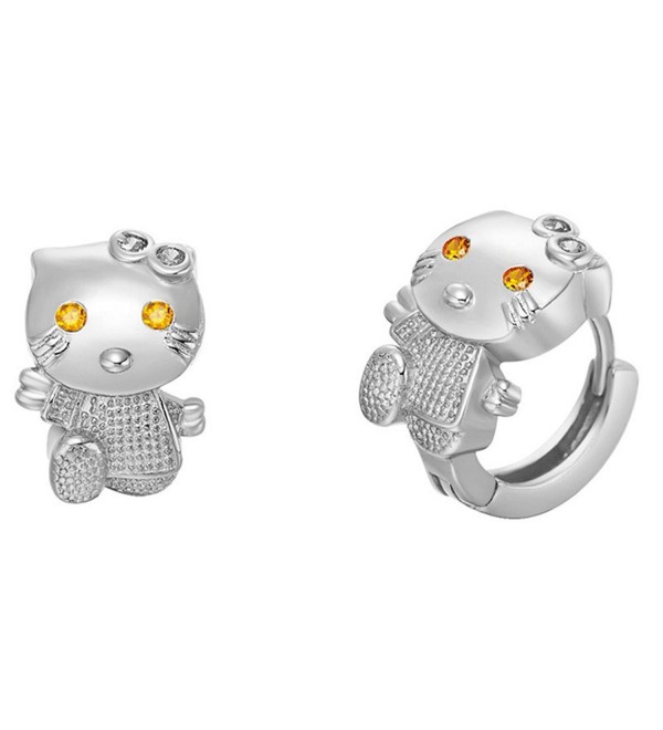 Uloveido Sterling Earrings Zirconia R564 Silver - Platinum Plated - C01833RKYL4