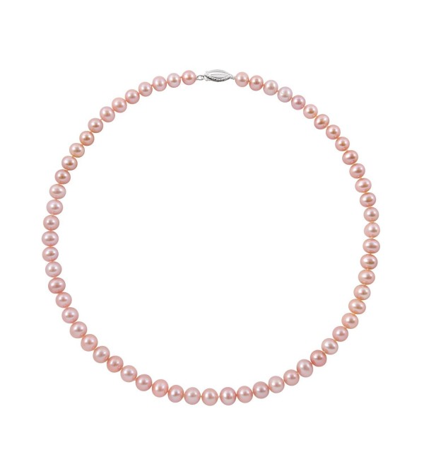 Sterling Silver Natural Pink Cultured Freshwater Pearl Strand Necklace - Size/Pearl-5.5-6.0mm - CI11LN0RFEH