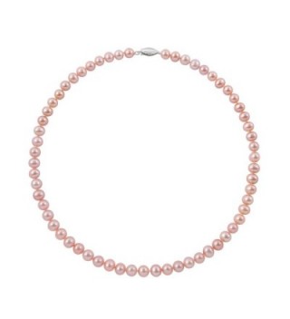 Sterling Silver Natural Pink Cultured Freshwater Pearl Strand Necklace - Size/Pearl-5.5-6.0mm - CI11LN0RFEH