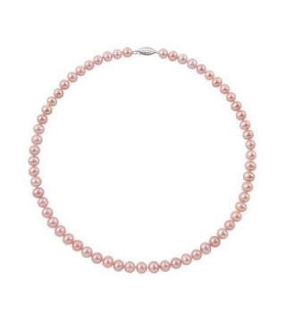 Sterling Silver Natural Pink Cultured Freshwater Pearl Strand Necklace - Size/Pearl-5.5-6.0mm - CI11LN0RFEH