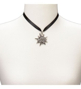 Bavarian Rhinestone Edelweiss Satin Necklace in Women's Pendants