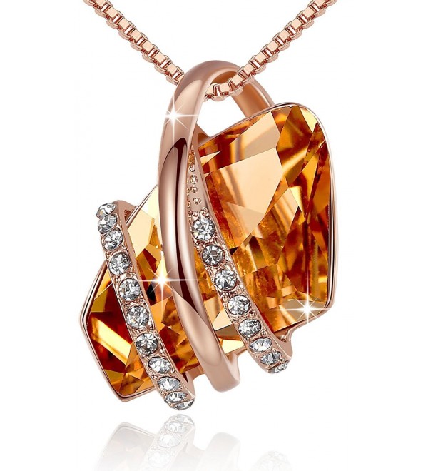 Presented Leafael Swarovski Crystals Necklace - Brown - C112HBXFJDX