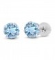 14K White Gold Sky Blue Topaz Gemstone Birthstone Stud Earrings (2.39 cttw- 6MM Round Cut) - CH11H7OFOJV