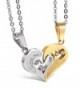 Jstyle Stainless Steel Mens Womens Couple Necklace Friendship Puzzle CZ Love Matching Heart Pendants - CG11VW4VPT5