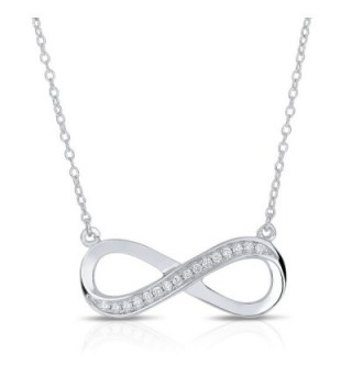 925 Sterling Silver Cubic Zirconia Infinity Pendant Necklace 16" + 1" Extension - CW128KJT1J5