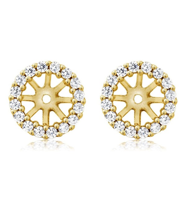 925 Yellow Gold Plated Sterling Silver Earring Jackets for 7mm Round Studs - CJ11MMEEA77