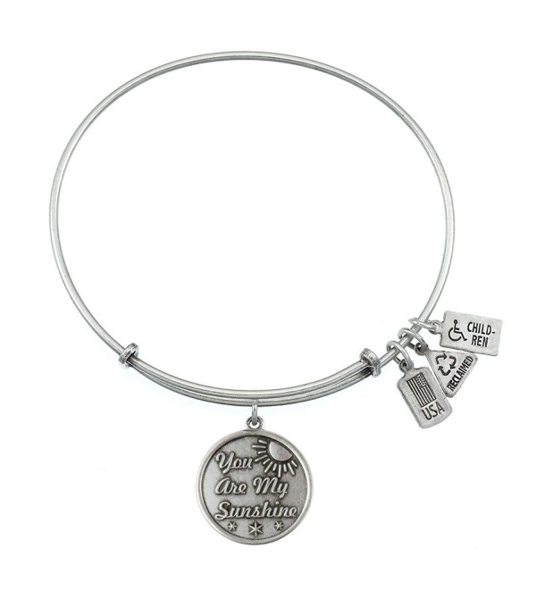 Wind and Fire You are My Sunshine Charm Bangle Silvertone Finish - C711VBZNV1F