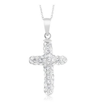 10 Cttw Sterling Silver Finish Crystal Heart or Cross Necklace - C211YQZD2UR