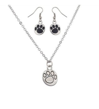 Lux Accessories Silvertone Panda Paw Print Set - C512EXTIKOX