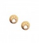 Golden Button Earrings Brushed Texture