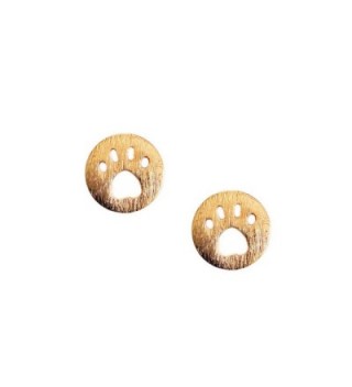 Golden Button Earrings Brushed Texture