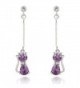 Yazilind Charming 18k Gold Plated Round Clear Cut Cubic Zirconia Elegant Cat Long Dangle Drop Earrings - purple - C111MK3R9NN