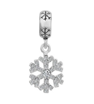 LovelyCharms 925 Sterling Silver Snowflake Dangle Beads Sale Fit Pandora Bracelets - CA12J4BT6VV