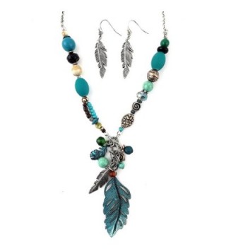 Western Peak Feather Necklace Earrings