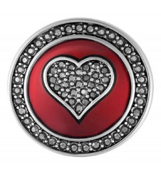 Ginger Snaps Red Enamel Hematite Heart SN01-23 (Standard Size) Interchangeable Jewelry Accessories - CR185M9X2I5