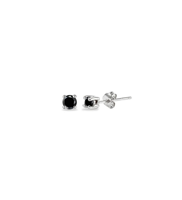 Sterling Silver Black Cubic Zirconia 2mm Round Stud Earrings - CT186ONNLXG