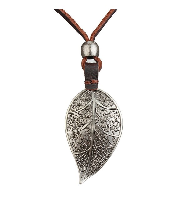 Jenia Pendant Handmade Genuine Necklace - leather rope cord-silver - CE183K3S5RU