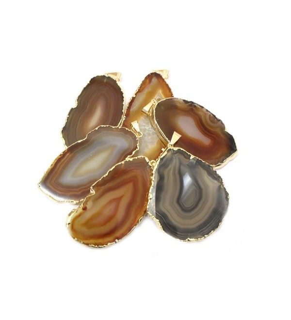 Agate Slice Tan Brown Gold Plated plated Rock Paradise Exclusive COA AM8B7-01 - C712205W6FV