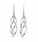 Sterling Silver Double Twist Elongated Leaf Drop Dangle Earrings - CM12KJNZRY3