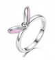 Bamoer Sterling Silver Lucky Enamel Luck Rabbit Bunny Ears Stackable Ring Size 6-8 - C9184QA672M