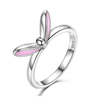 Bamoer Sterling Silver Lucky Enamel Luck Rabbit Bunny Ears Stackable Ring Size 6-8 - C9184QA672M