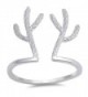 Reindeer Antlers Christmas Ring .925 Sterling Silver Cactus Open Band Sizes 4-10 - CC12O7ADIEN