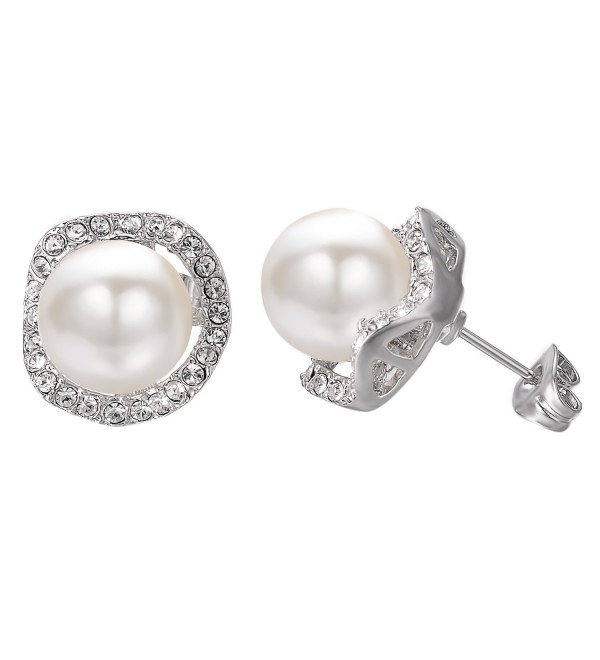 Yoursfs Freshwater Cultured Pearl Clip On Earrings Gray Pearl and Cubic Zirconia clip earring - white Gold Plated - CH1879DNEDO
