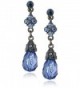 1928 Jewelry Hematite-Tone Blue Drop Earrings - C0119ZE4OPB