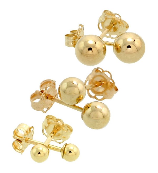 Set of Three 14k Rose White and Yellow Gold Ball Earrings CC-3BALLSET-4MM