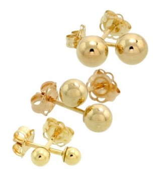 3-Pair 10k Gold Ball Earrings Set / Cartilage Nose Studs- 3mm 4mm 5mm - CK115M7JOR3