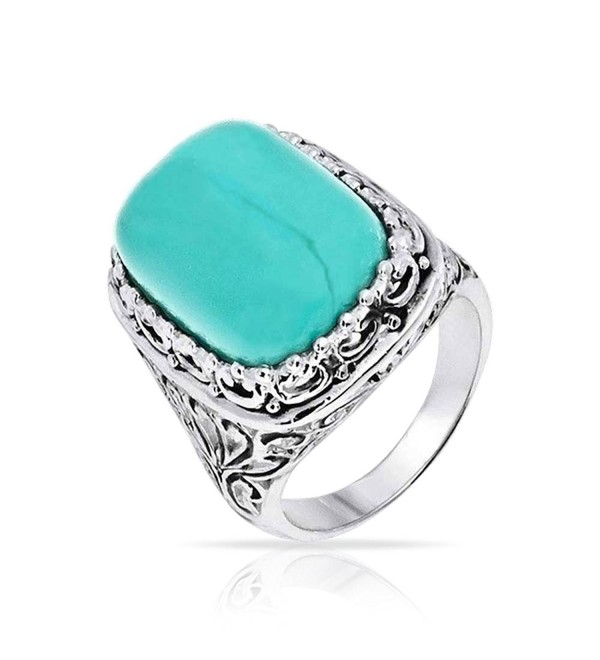 Bling Jewelry Filigree Reconstituted Turquoise Sterling Silver Cocktail Ring - CC11EK7ZA8R