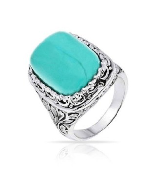 Bling Jewelry Filigree Reconstituted Turquoise Sterling Silver Cocktail Ring - CC11EK7ZA8R