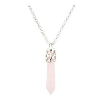 Lux Accessories Light Pink Crystal Agate Chakra Spiritual Protection Amulet Pendant Necklace - CL128XODJN1