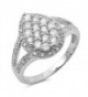 Teardrop Cluster White CZ Halo Ring New .925 Sterling Silver Band Sizes 5-10 - CH12JBXIDON