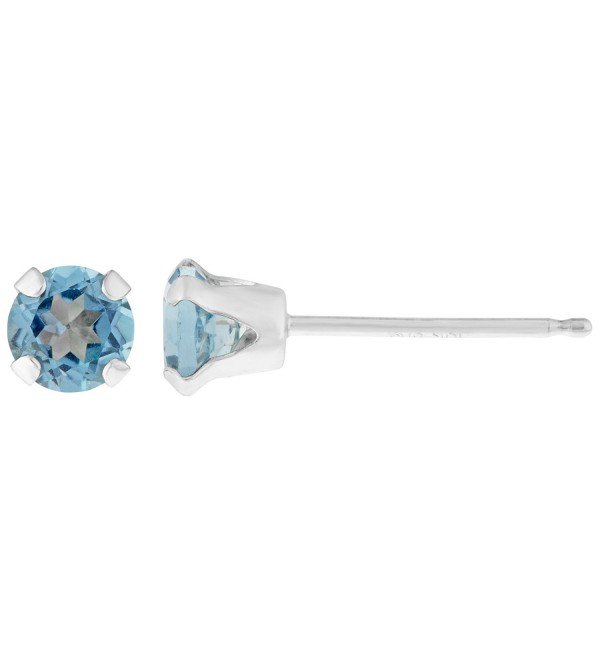 .60 CT Round 4MM Blue Topaz 14K White Gold Stud Birthstone Earrings - CF12G6RUUPR